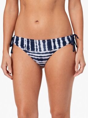 Athleta Navy and White Tie-Dye Side-Tie Bikini Bottom